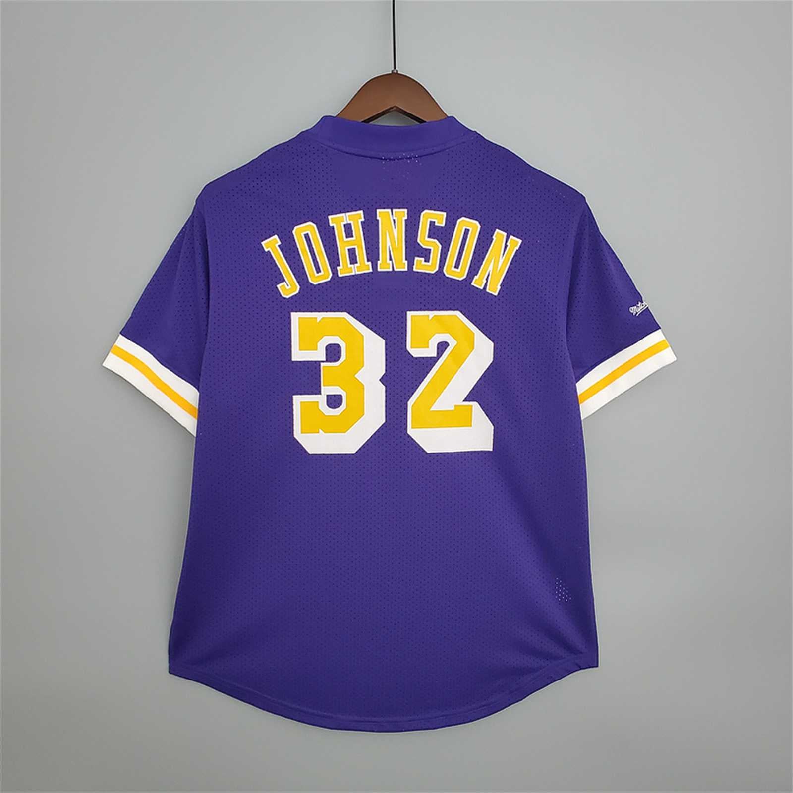 Mitchellness Lakers Purple No. 32 Johnson Retro Mesh Short Sleeve