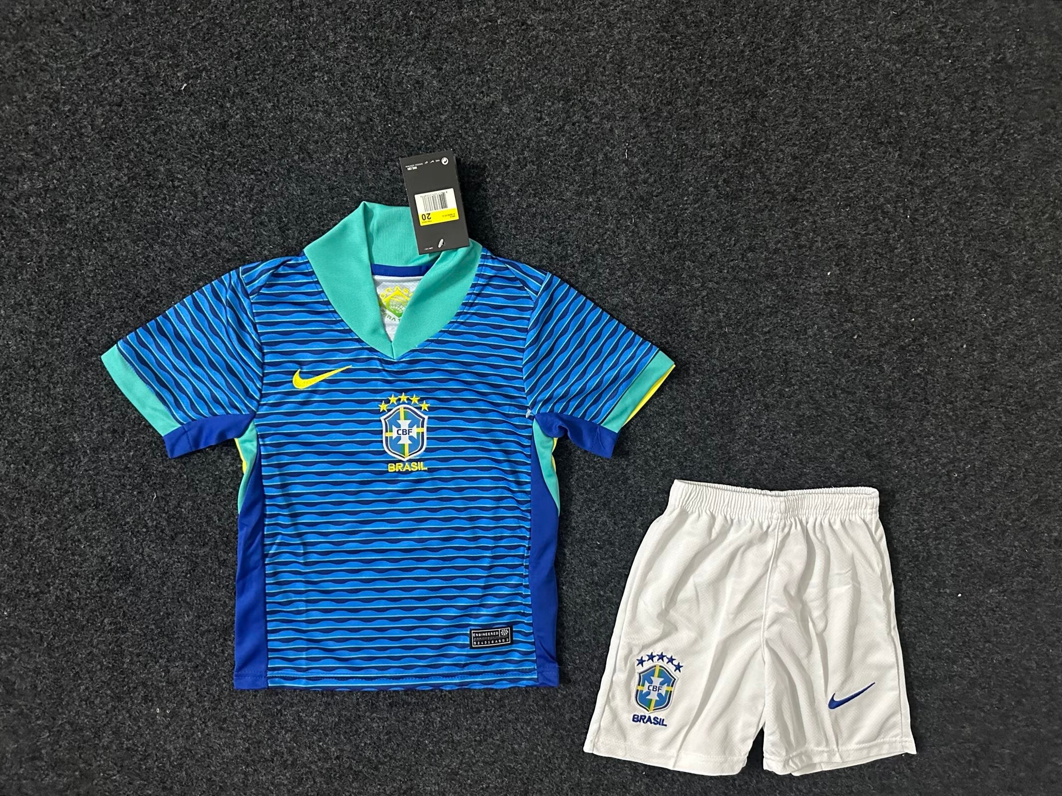 Brazil away blue kid kit 2024