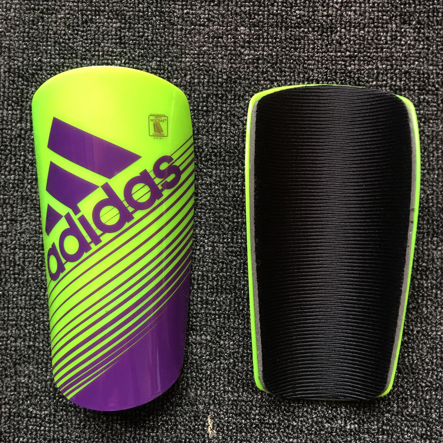 adidas green/purple shin guards