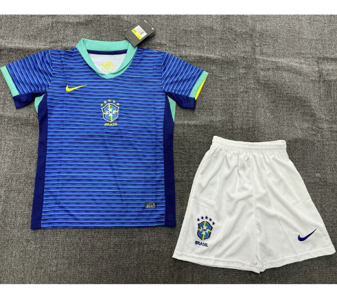 2024 Brazil away blue kid kit