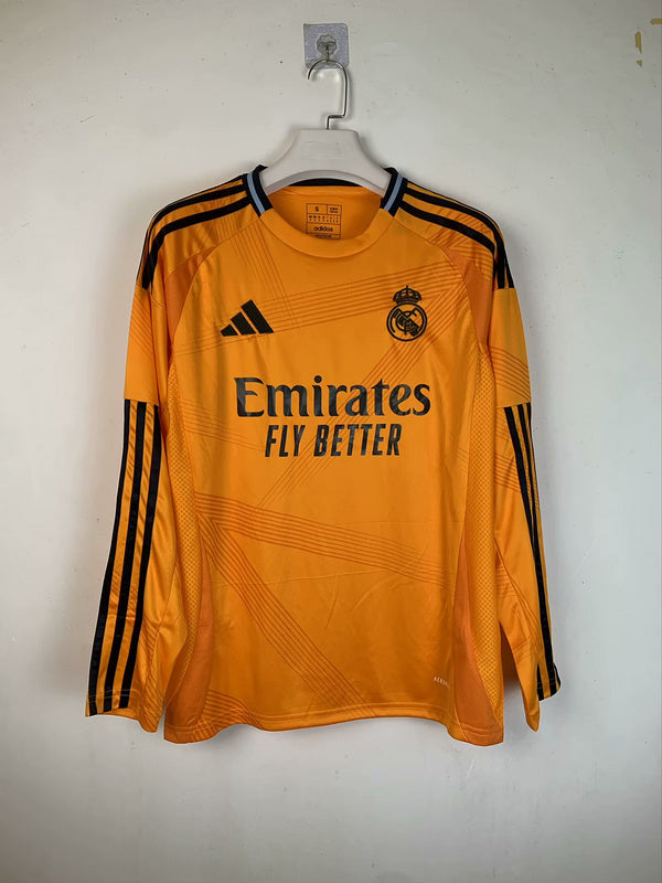 24-25 REAL MADRID Away Orange Long Sleeve Jersey FAN VERSION