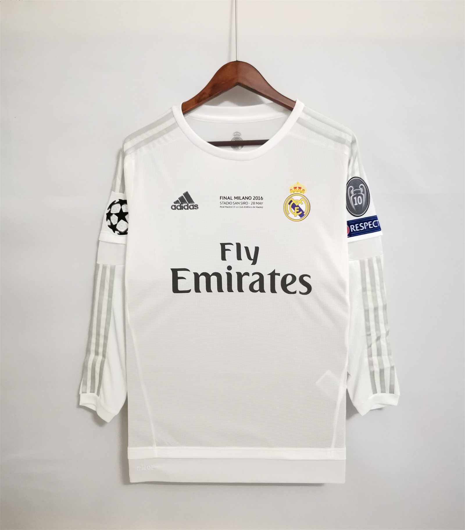 15-16 Real MADrid home white long sleeves